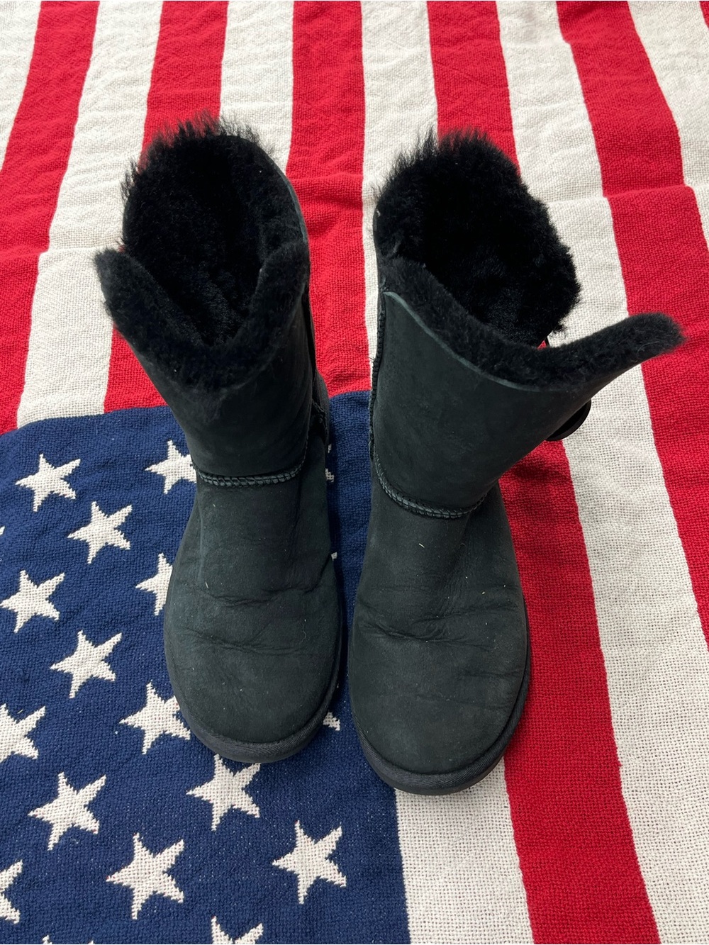 UGG Black Shearling Winter Boots Women Size 8